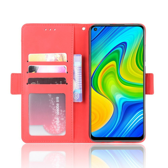 Flip case for Xiaomi Redmi Note 9, Card Slot, red
