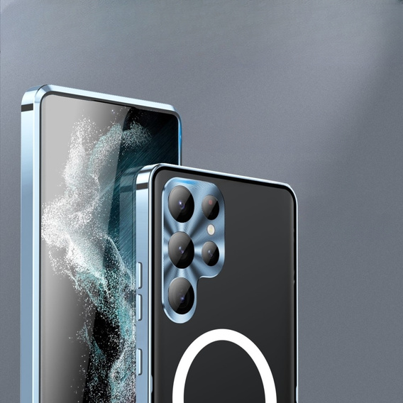 Camera Protection Case for Samsung Galaxy S23 Ultra, CamShield MagSafe, transparent / blue