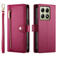 Flip case for Xiaomi 14T, Wallet Zipper Pocket, red