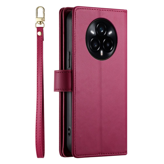 Flip case for Realme 14 Pro 5G, Wallet Zipper Pocket, red