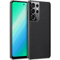 Case for Samsung Galaxy S23 Ultra, Cowhide Leather, black