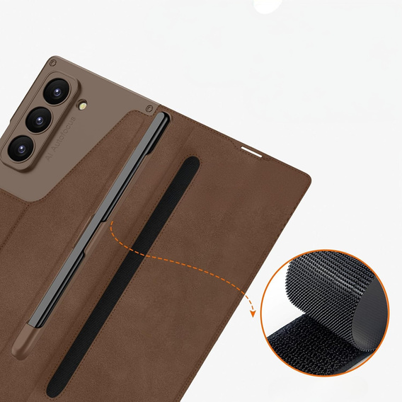 Wallet case with flap brown for Samsung Galaxy Z Fold 7 5G