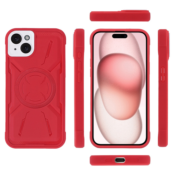 Case for iPhone 15 Plus, ERBORD Armor Mag, red