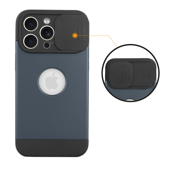 Case for iPhone 15 Pro, ERBORD MagProtect Slide Camera, titanium blue