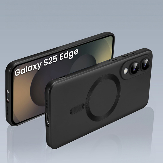 Case for Samsung Galaxy S25 Edge, ColorMag, for MagSafe, black + 9H tempered glass