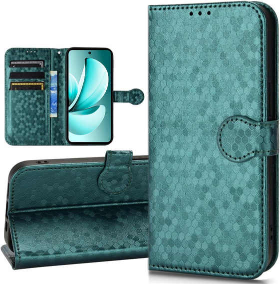 Flip case for Realme C71, Wallet Rhombus, green
