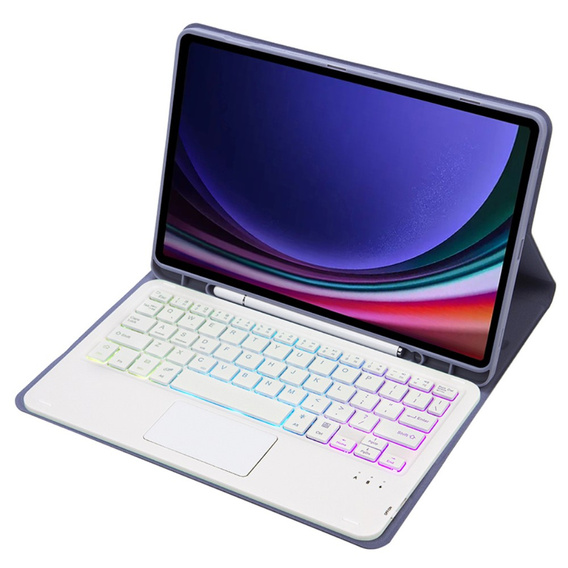 Case + keyboard Samsung Galaxy Tab A9+, with touchpad, light blue