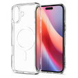 Spigen MagSafe Case for iPhone 16 Plus, Ultra Hybrid, transparent / white + 9H Tempered Glass