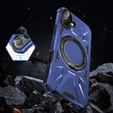 Case for iPhone 16 Plus, armored with stand and handle plate, blue