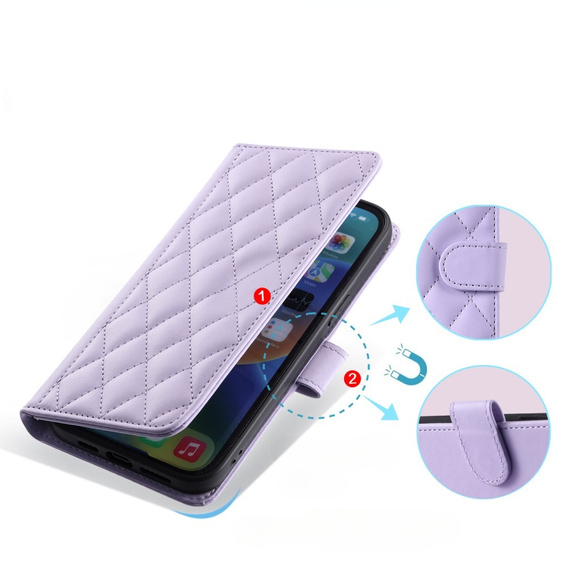 Flip case for Samsung Galaxy S25 Ultra, Rhombus Crossbody Leather, purple
