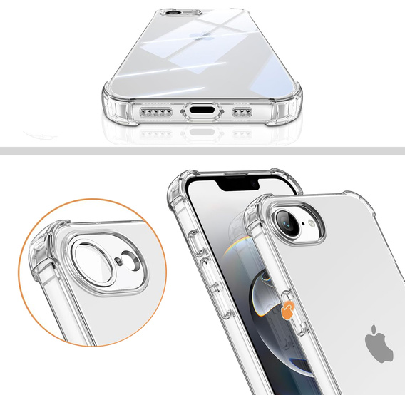 Case for iPhone 16E, Erbord Dropproof, transparent + Glass