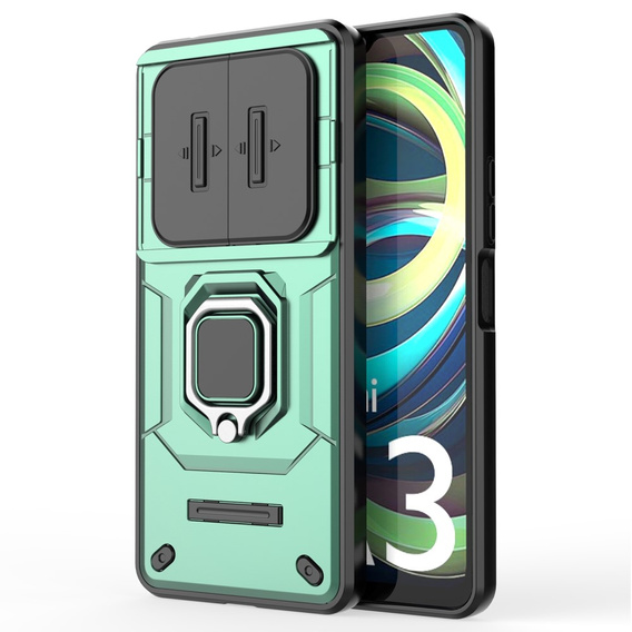 Case for Xiaomi Redmi A3, KickStand Camera Lens, green