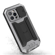 Case for iPhone 13 Pro, R-JUST CamShield Slide, armoured, silver / black