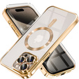 Case for iPhone 15 Pro Max, Electro MagSafe, gold + Screen Glass