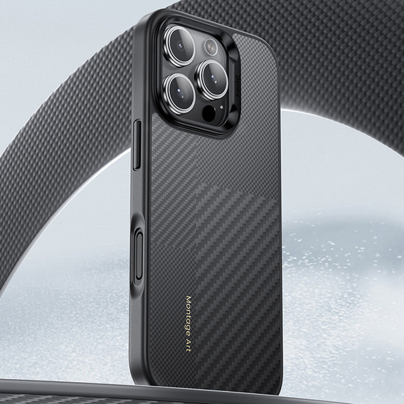 BENKS Kevlar Case for iPhone 16 Pro Max, for MagSafe, Carbon Fiber, black