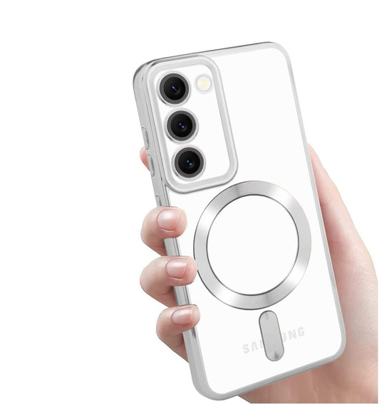 Case for Samsung Galaxy S23 Plus, Electro MagSafe, silver + Screen Glass