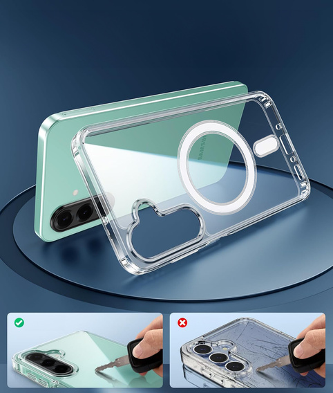 Case for Samsung Galaxy A56 5G, Dropproof MagSafe, transparent + 9H Tempered Glass