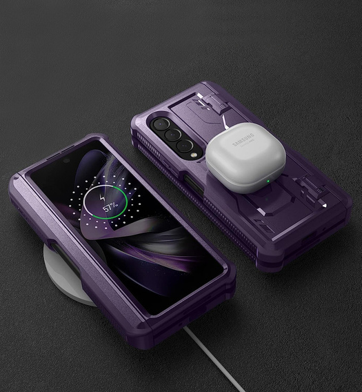 Armored case for Samsung Galaxy Z Fold 4 5G, Dexnor Full Body S-Pen Slot, purple