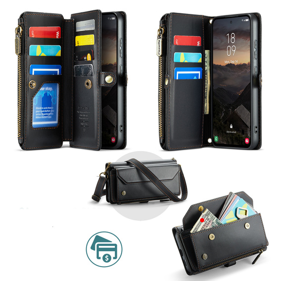 CASEME RFID Leather Wallet Case for Samsung Galaxy S26 Ultra, black