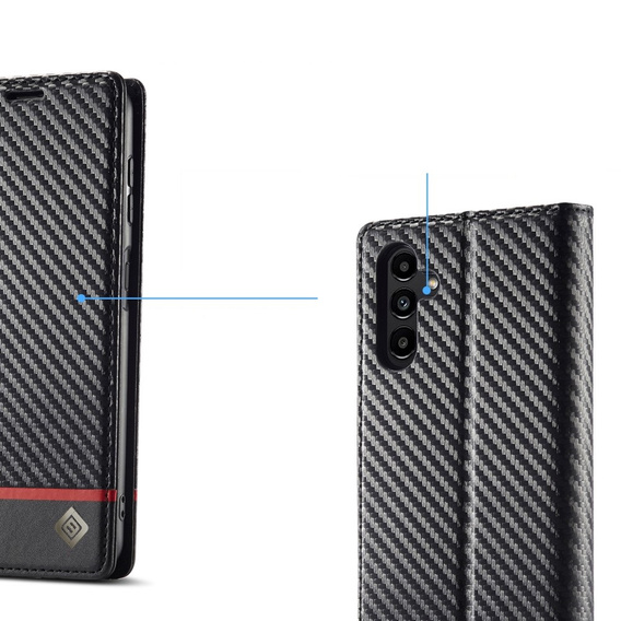 Flip case for Samsung Galaxy A55, Carbon LC.IMEEKE, black