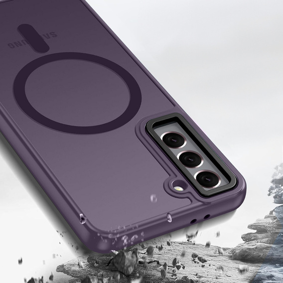 Case for Samsung Galaxy S21, for MagSafe, ERBORD Matt Case, dark purple + Screen Glass