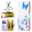 Flip case for Motorola Edge 40 5G, Wallet, butterfly & flowers, blue
