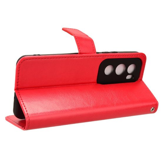Flip case for Oppo Reno 12, Crazy Horse Wallet, red