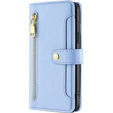 Flip case for Samsung Galaxy S23, Wallet Zipper Pocket, blue