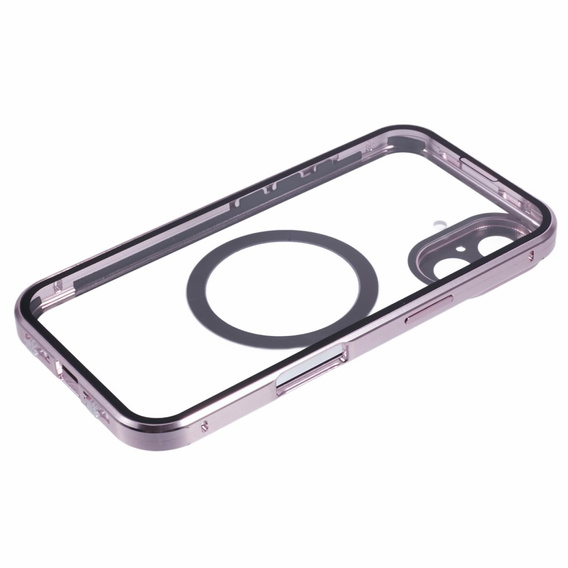 Magnetic Dual Glass MagSafe case for iPhone 16, pink rose gold