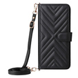 Crossbody Leather Wallet flip case for Realme 14 Pro+ 5G, Black