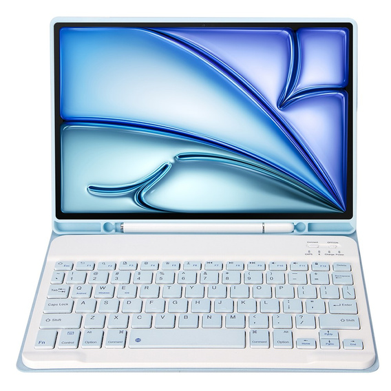 Case + keyboard Apple iPad Air 11" 6 gen. 2024, Leather Pen Slot, light blue