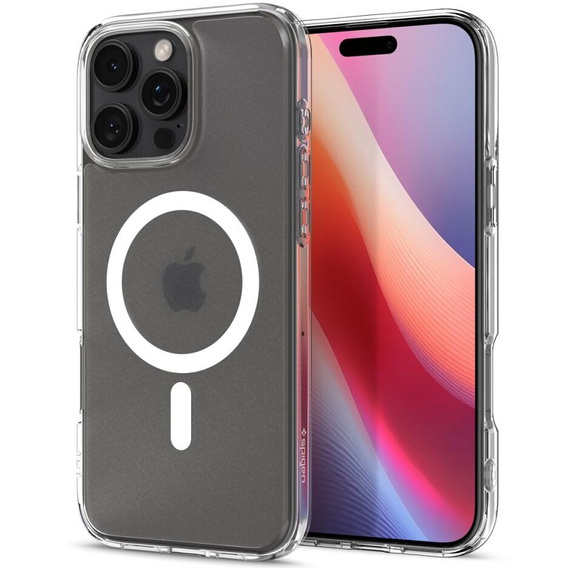 Spigen MagSafe Case for iPhone 16 Pro Max, Ultra Hybrid, transparent / white + 9H Tempered Glass
