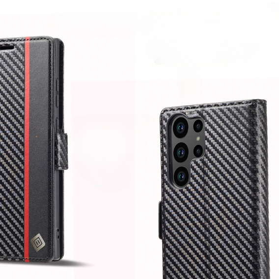 Flip case for Samsung Galaxy S23 Ultra, Carbon LC.IMEEKE, black