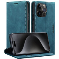 Case for iPhone 15 Pro Max, ERBORD Vintage, wallet with flap, blue