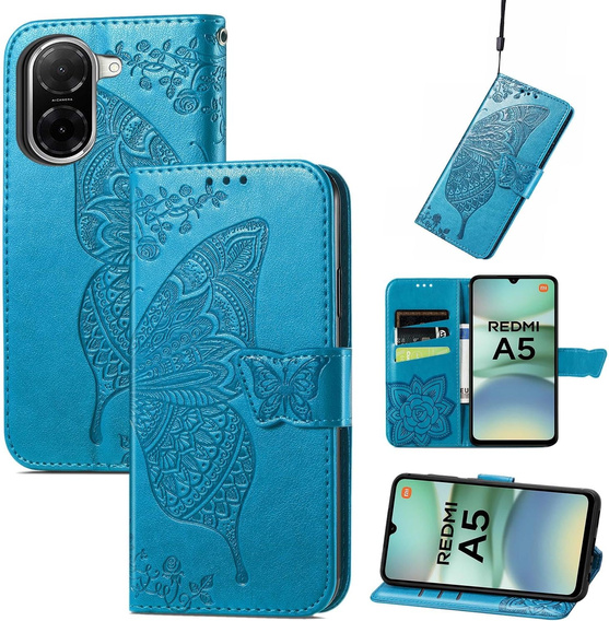 Flip case for Xiaomi Redmi A5, Butterfly, blue