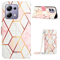 Flip case for Xiaomi Redmi Note 13 Pro 4G / Xiaomi Redmi Note 14S / Xiaomi Poco M6 Pro 4G, Wallet, Marble pink