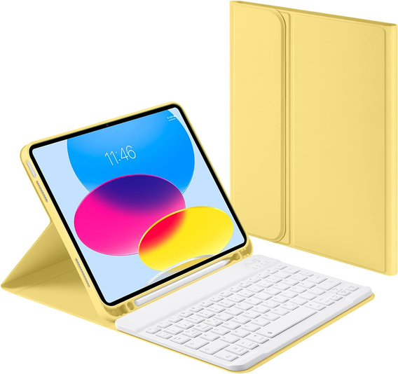 Case with illuminated bluetooth keyboard for iPad 10.9 2022 (10 gen.), yellow