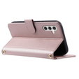 Flip case for Samsung Galaxy S25, Rhombus Crossbody Leather, pink rose gold