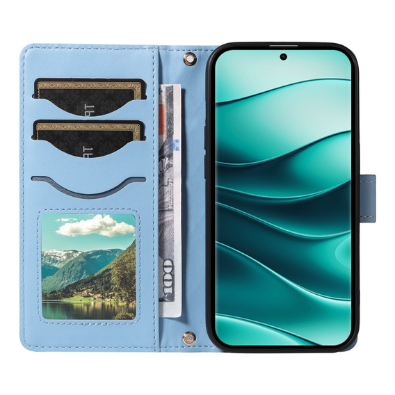 Flip case for Xiaomi Redmi Note 14 Pro 5G / Xiaomi Redmi Note 14 Pro+ 5G / Xiaomi Poco X7 5G, Rhombus Crossbody Leather, blue