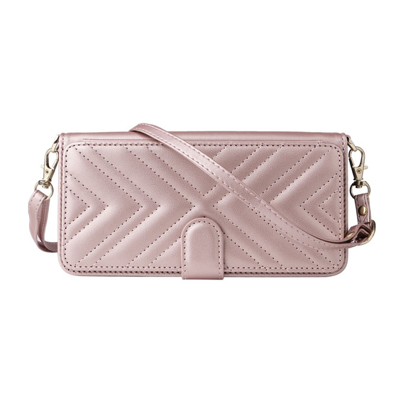 Crossbody Leather Wallet flip case for Oppo Reno 13 Pro 5G, pink