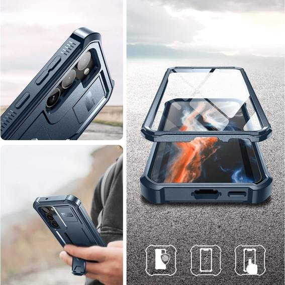Armored case for Samsung Galaxy S23 Plus, Dexnor Full Body (Two Frames), dark blue