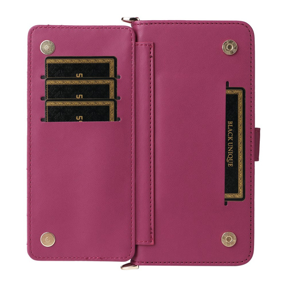 Crossbody Leather Wallet flip case for Oppo Reno 13F 5G, maroon