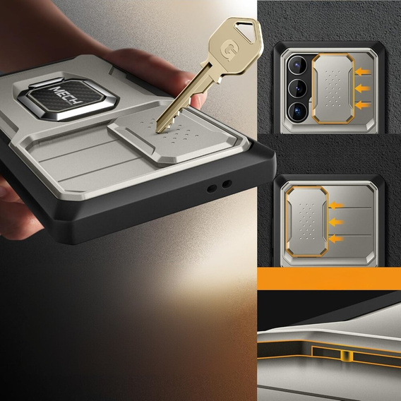 Case for Samsung Galaxy S24, Tongate MECH ring holder stand, TiGrey