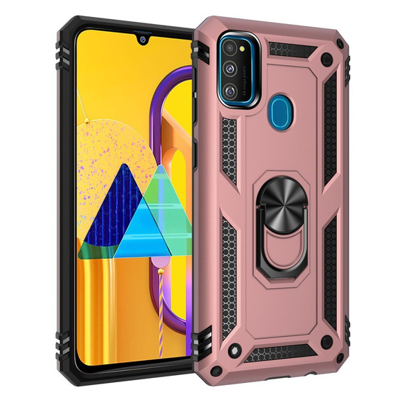 Armor Case for Samsung Galaxy M21, Nox Case Ring, pink rose gold