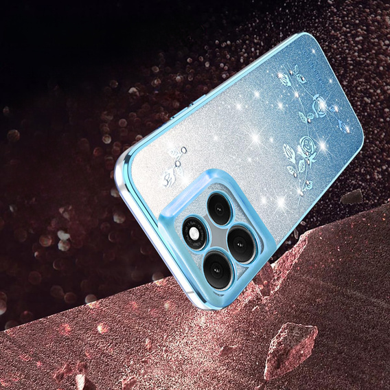 Case for Motorola Moto G86 5G, Glitter Flower, blue