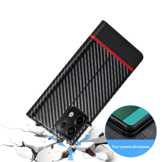 Flap case for Xiaomi Redmi Note 13 5G, Carbon LC.IMEEKE, black