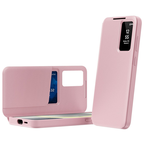 Flip case for Samsung Galaxy S25 Edge, Smart View Wallet, pink