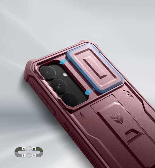 Armored case for Samsung Galaxy S25+ Plus, Dexnor Full Body (Two Frames), red