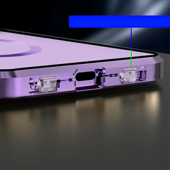 Magnetic Dual Glass MagSafe case for iPhone 15 Pro Max, purple