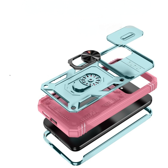 Case for Samsung Galaxy S23 FE, CamShield Slide, green / pink